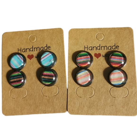 Hand Crafted Jewelry - Serape Mix Bulk/Pack Stud Earrings (4 Pairs)